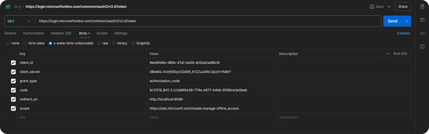Bing GET Request