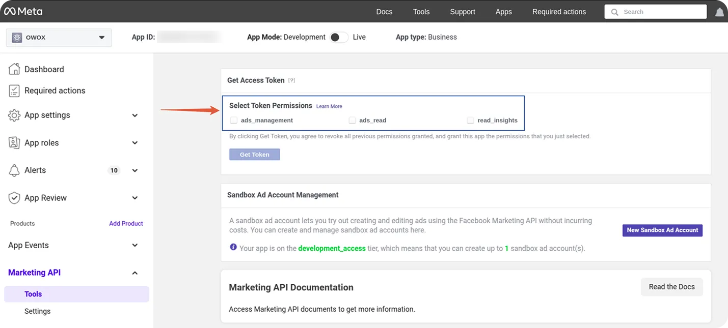Facebook permissions granting