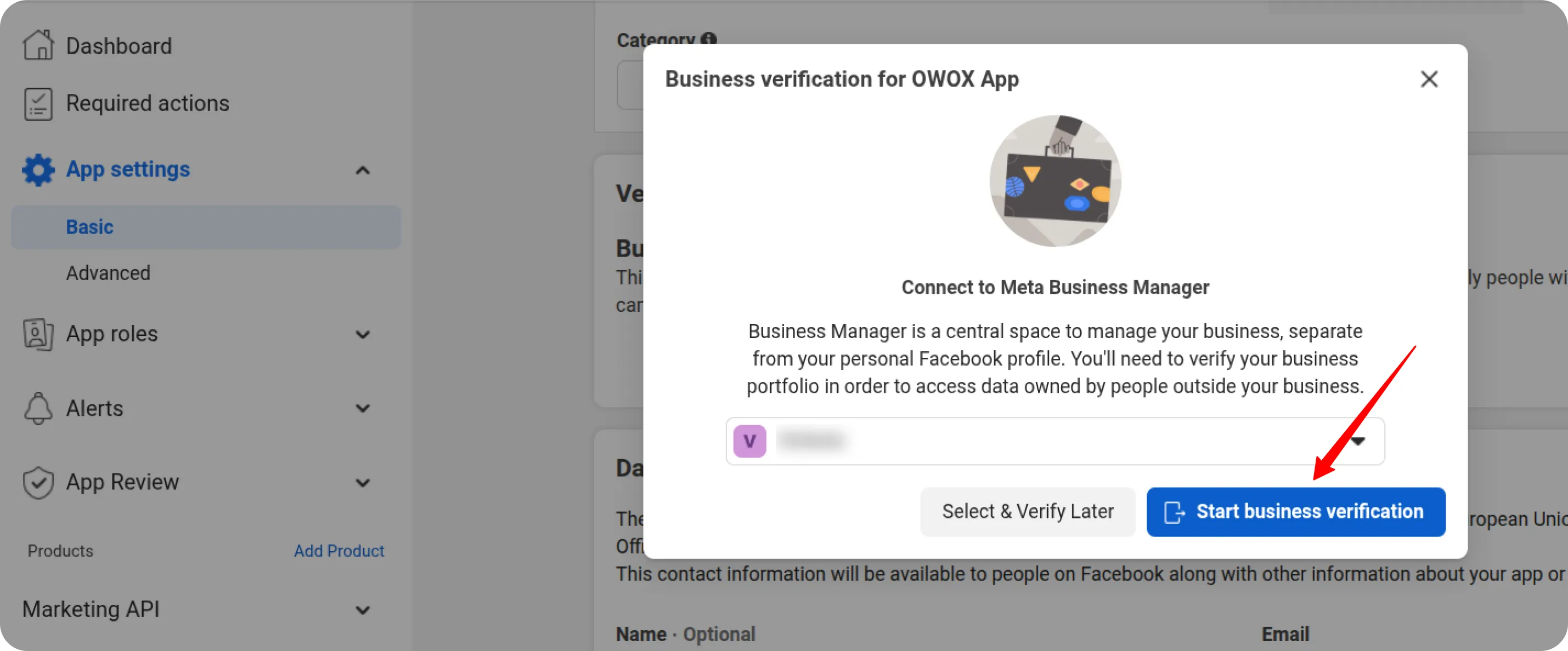 Facebook Start Verification