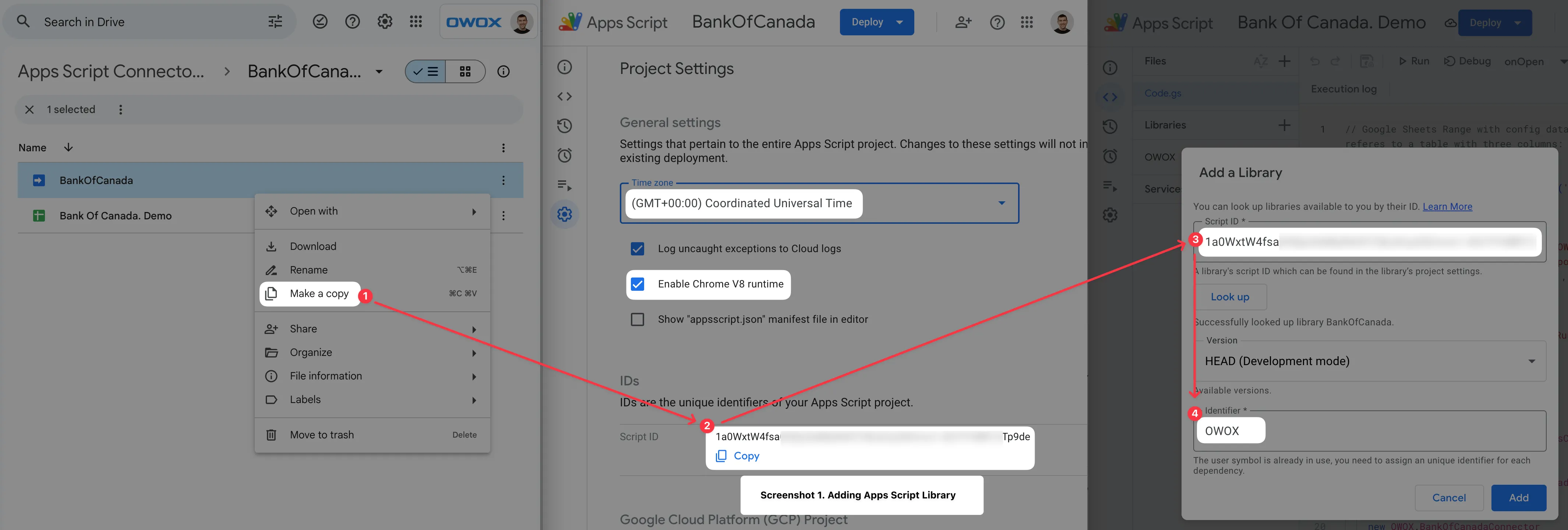 Google Sheets Adding Apps Script Library