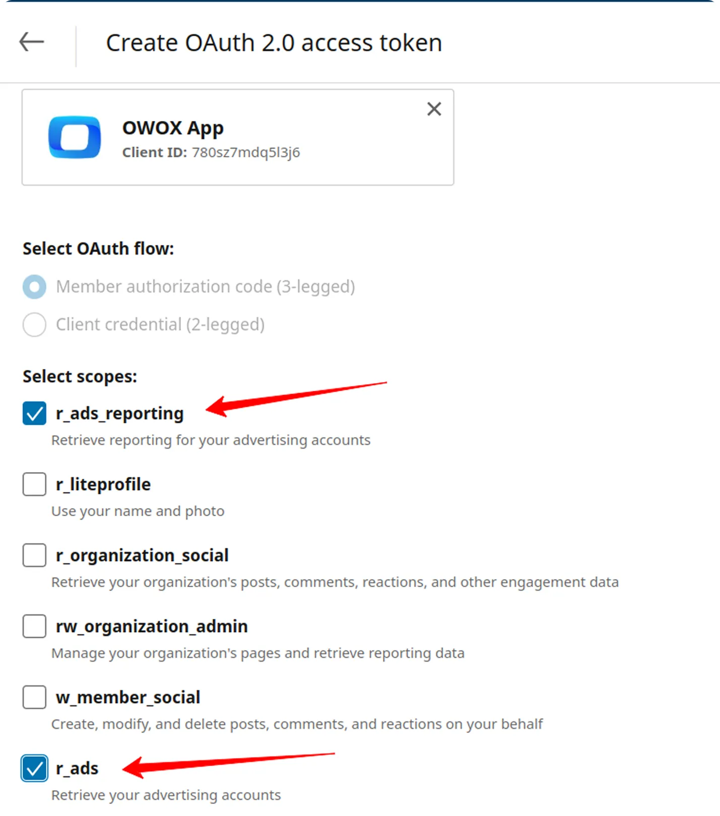 LinkedIn Scopes