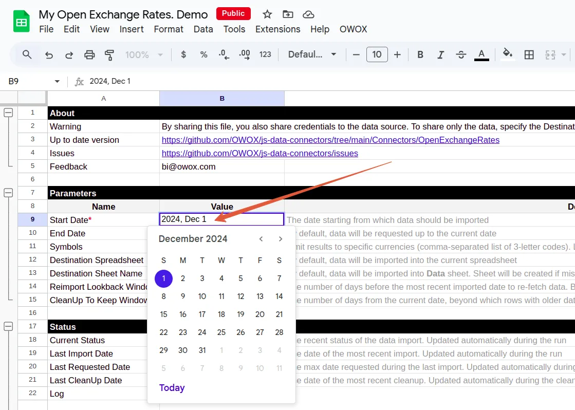 Open Exchange Rates Start Date