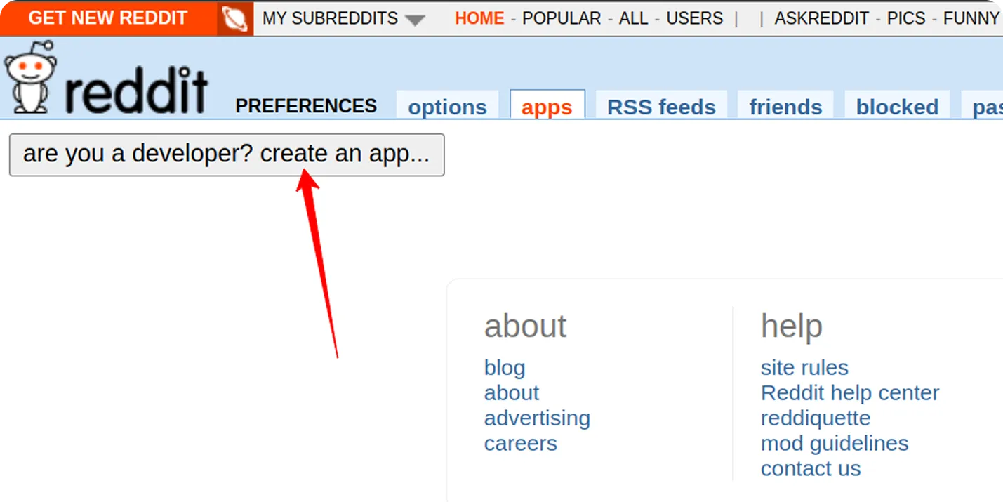 Reddit creating app