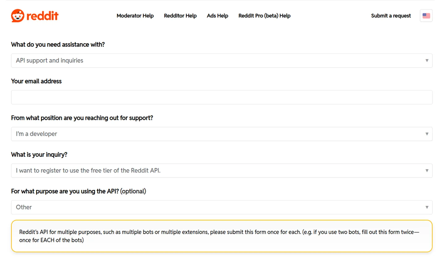Reddit form