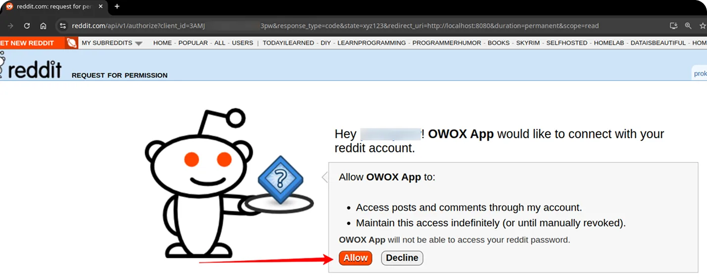 Reddit app request