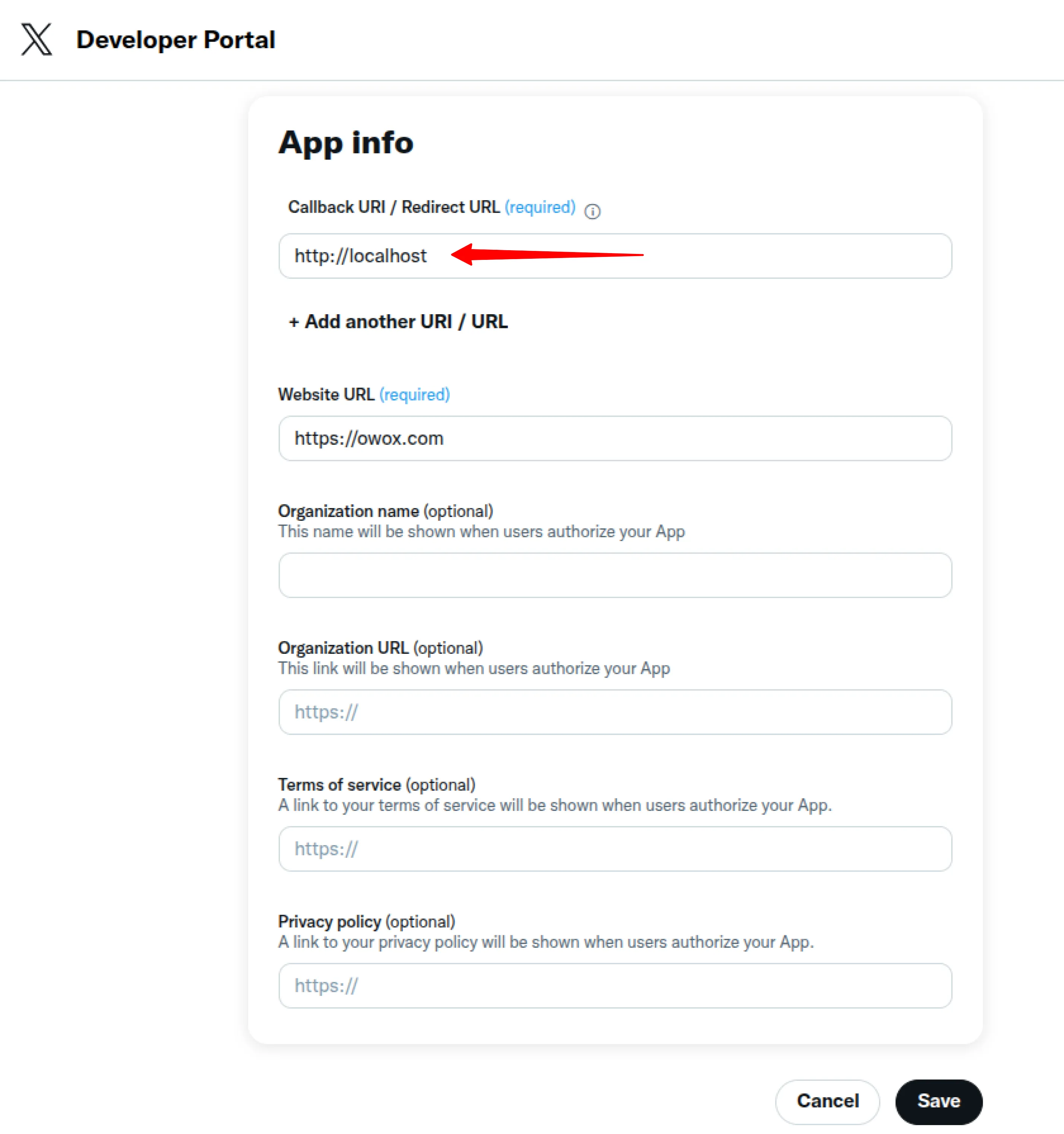X Ads Localhost